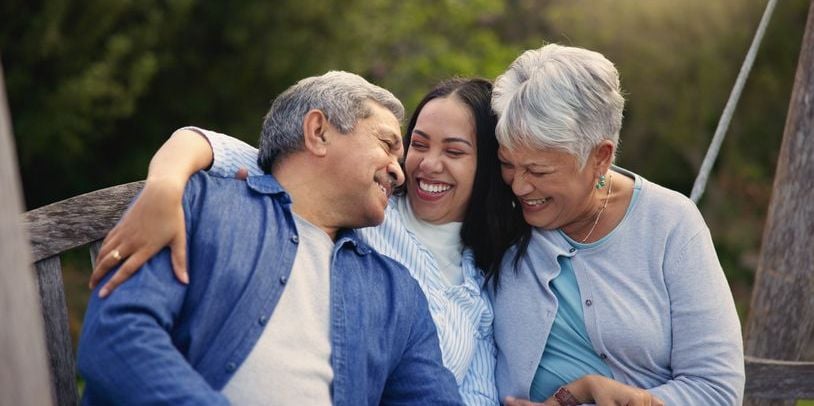 Adult daughter with parents