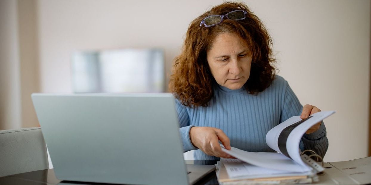 Woman with medical records