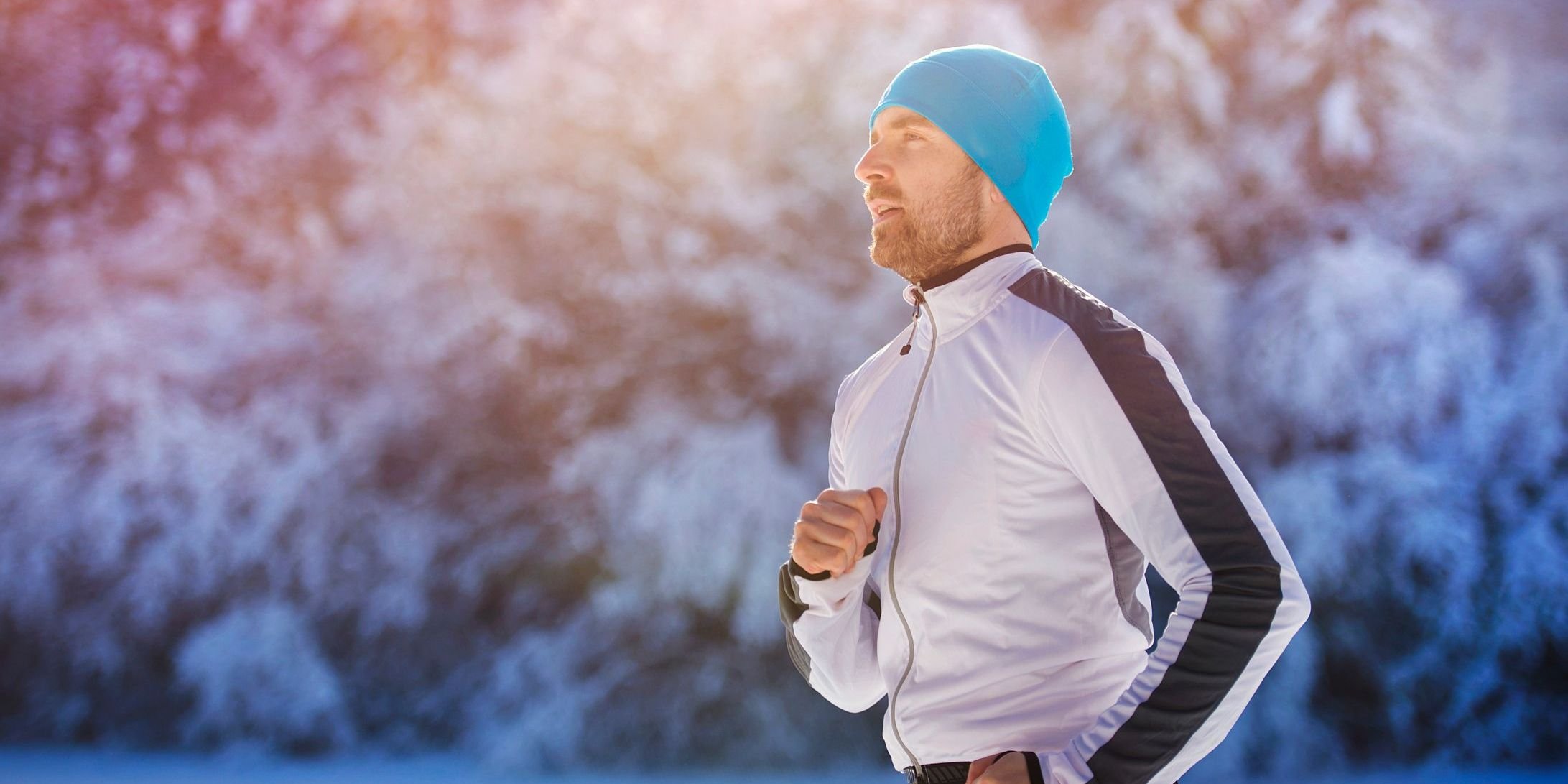 Man jogging in the winter