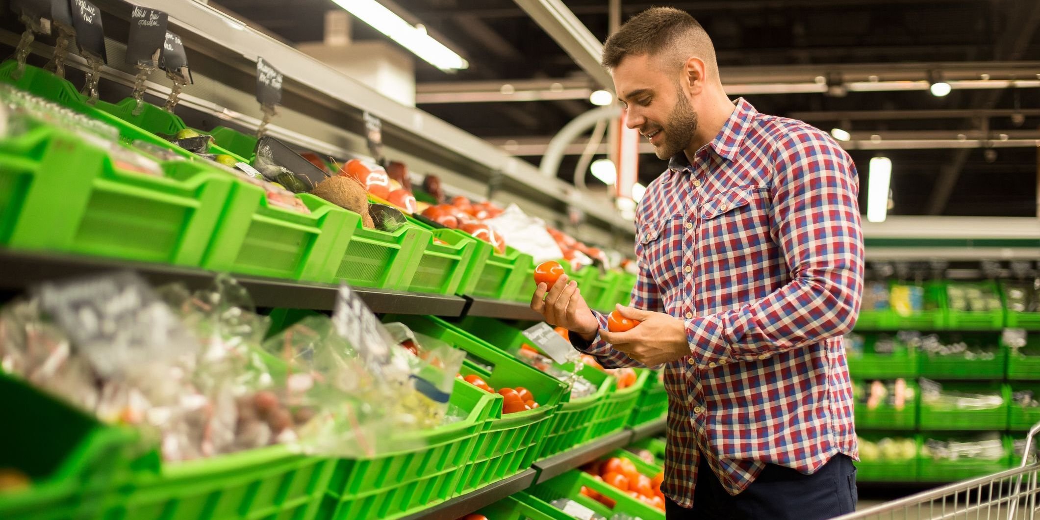 Man in produce section