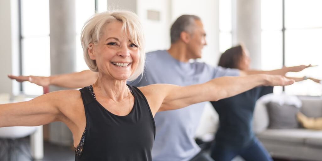 Healthy woman working out a gym