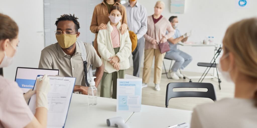 Group of patients waiting in a doctor's office