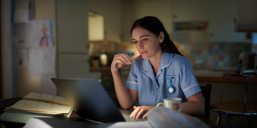 Female medical student studying