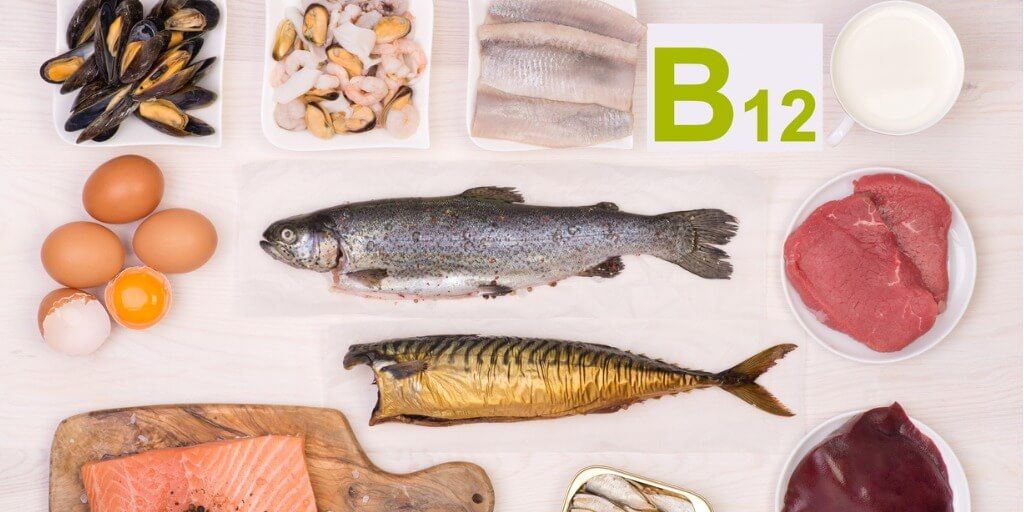 Foods that have high B12 vitamins, like salmon and eggs