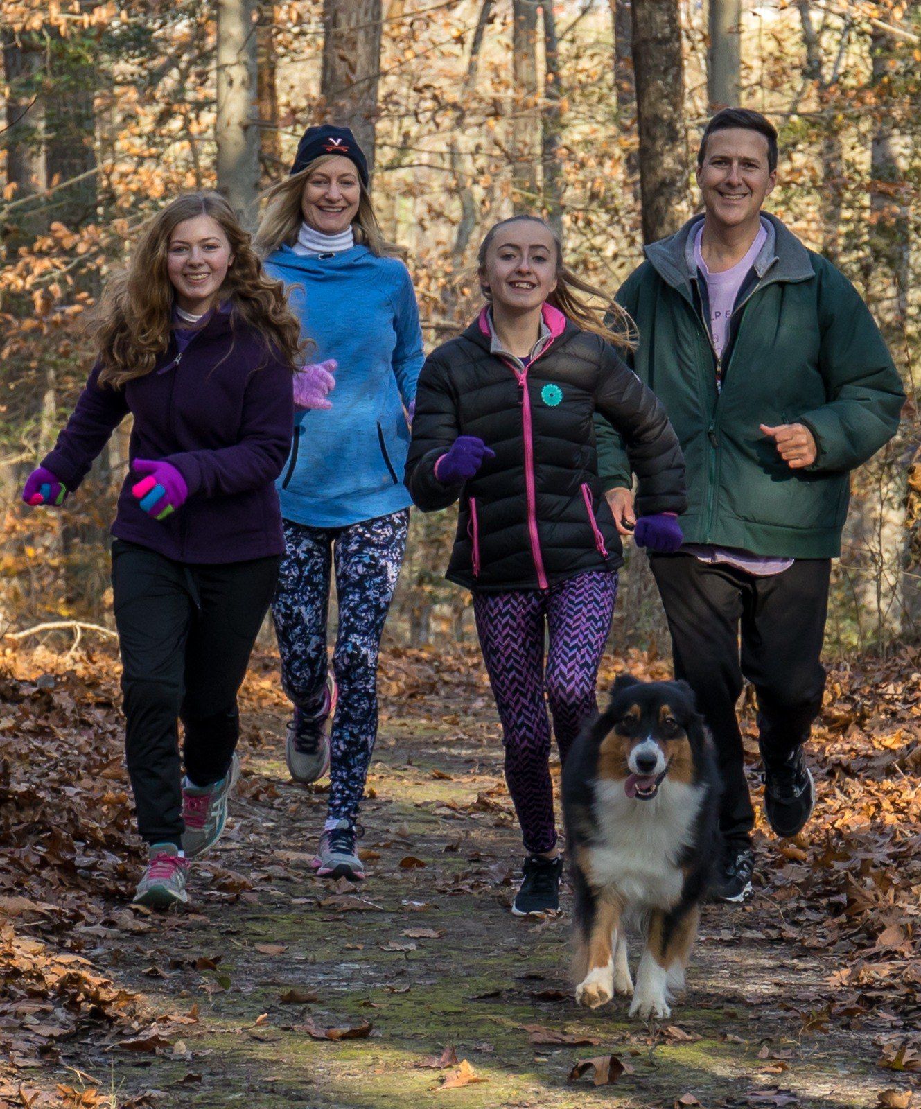 Dr. Burkwall and her family on a run