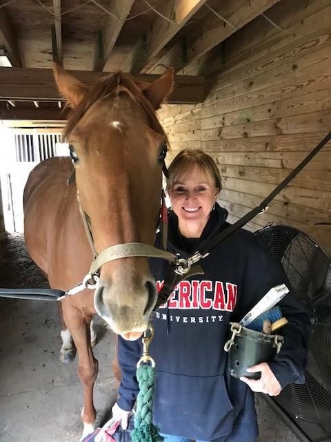 Dr. Sobel with one her horses 