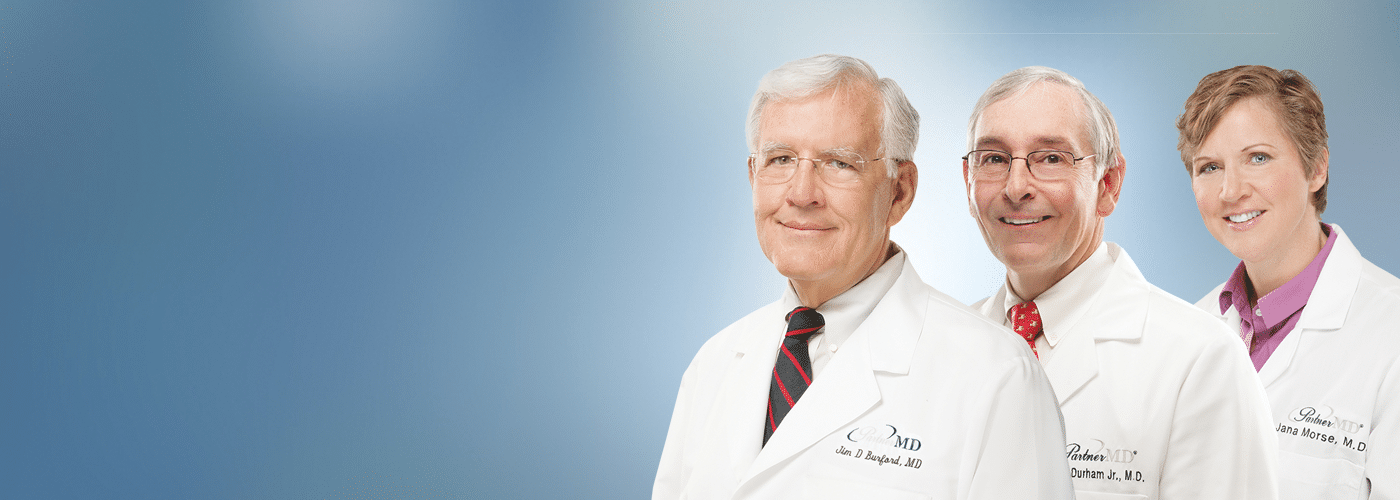 PartnerMD's three Greenville, SC concierge doctors - Dr. Jim Burford, Dr. Jack Durham, Dr. Jana Morse. 