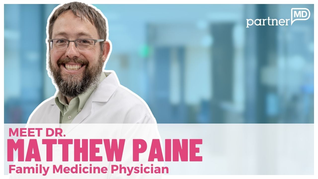 A video thumbnail for doctor Matthew Paine's bio video.