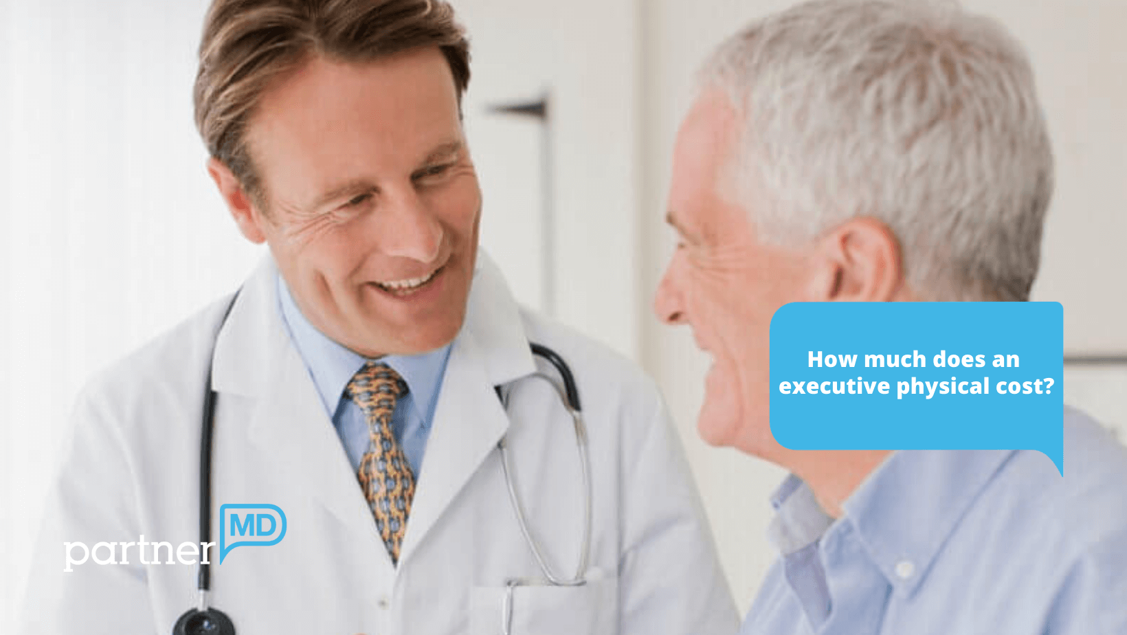 Physician talking with business executive after physical