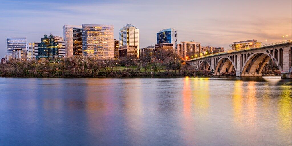 Northern Virginia skyline during sunset