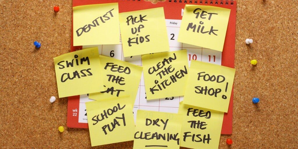 Sticky notes on a busy schedule