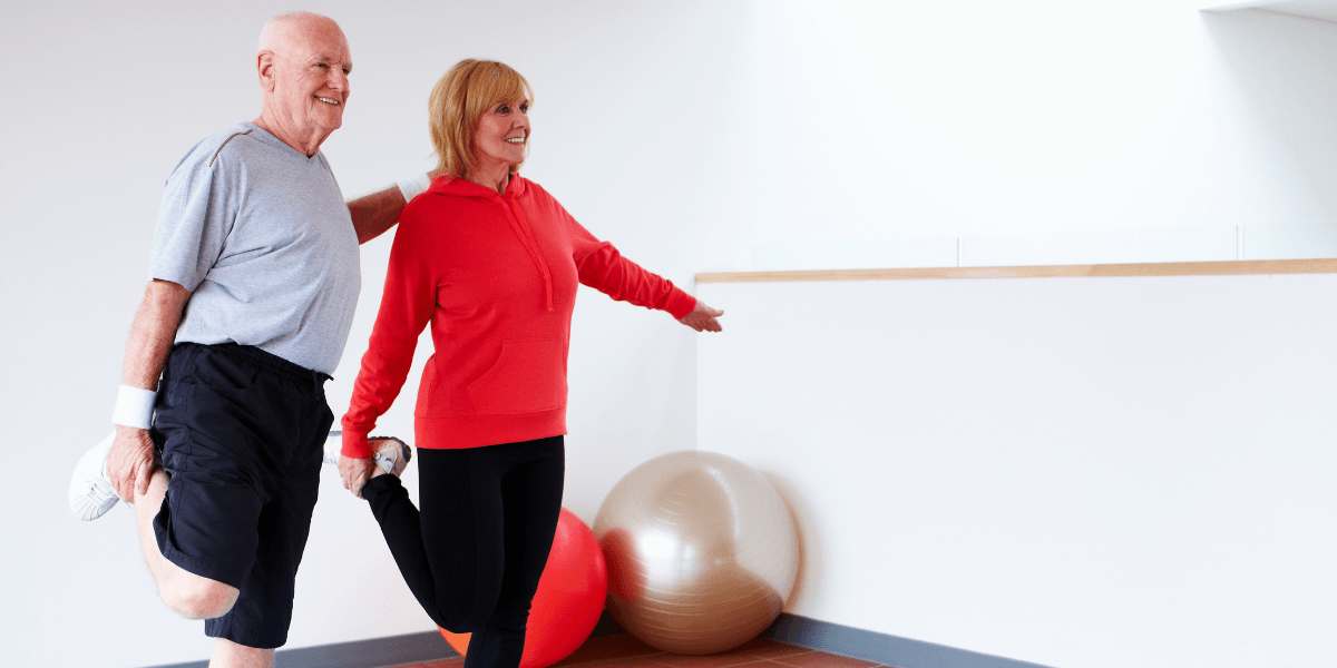 Senior couple exercising