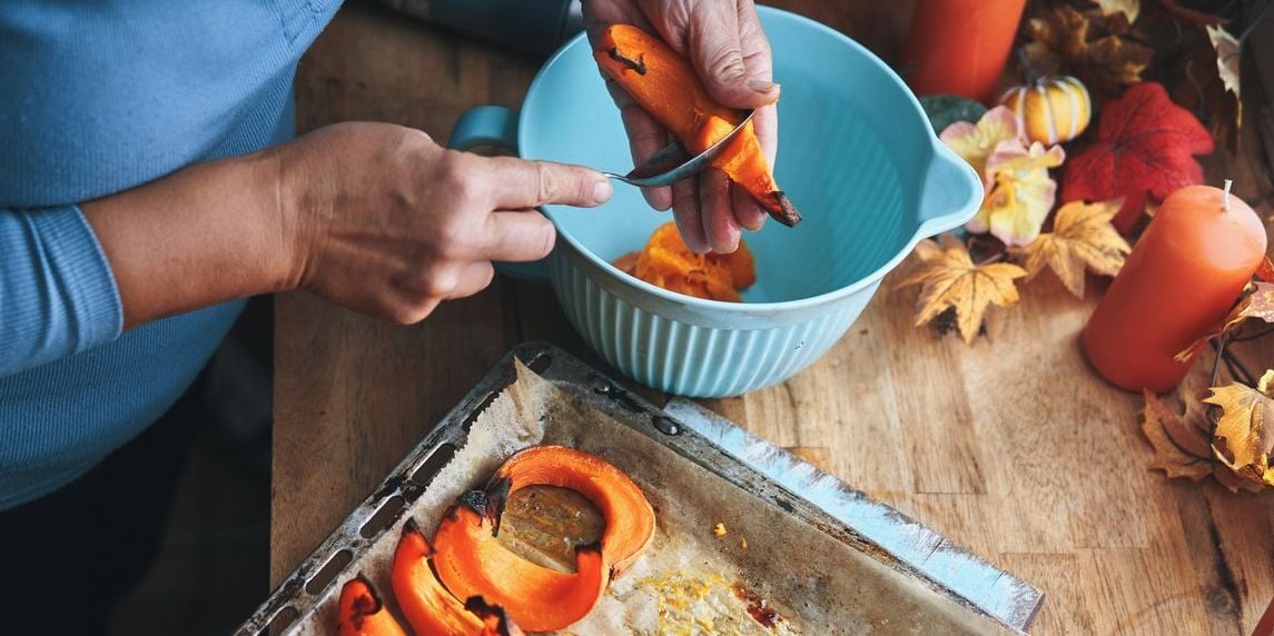 Woman cooking a fall recipe