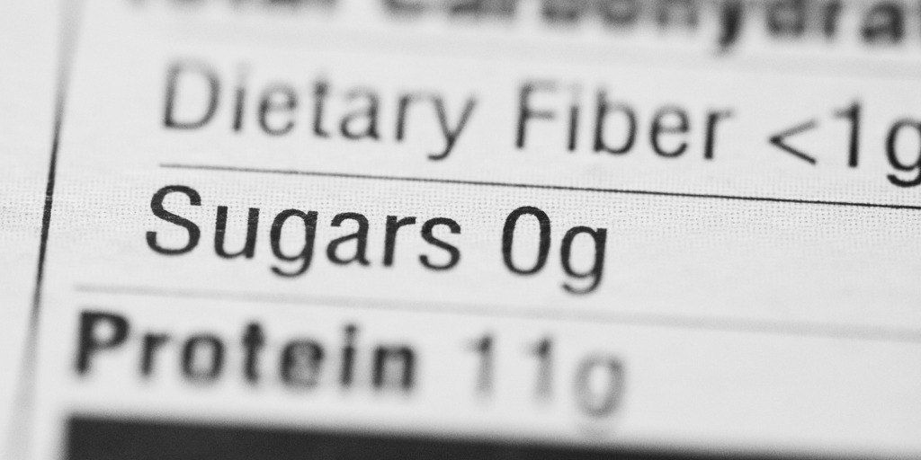 Food label focusing on sugar